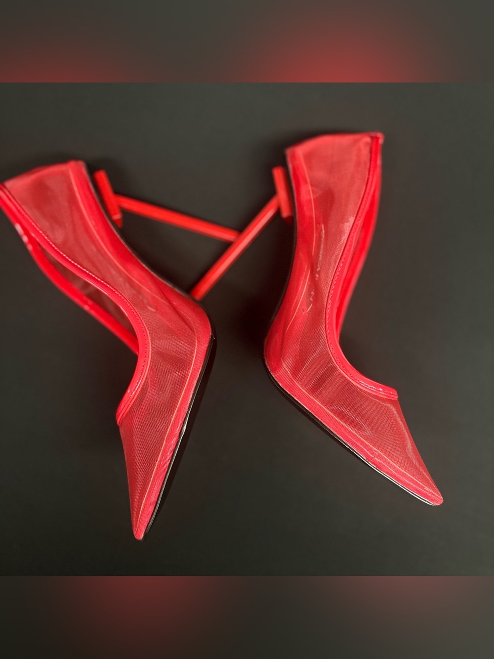 New Jessica Rich Mesh Red Stiletto Pumps size 38 MSRP $305.